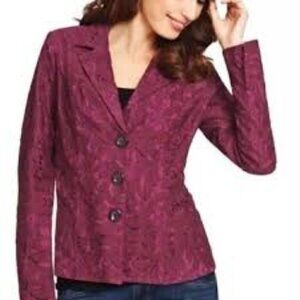 CAbi plumberry frolic lace jacket purple 6